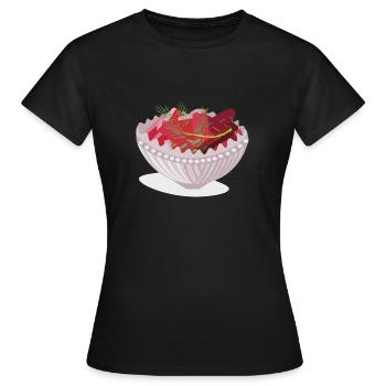 Herring salad - Women's T-Shirt - black - Front - AI Model Female 172 dark (172cm)