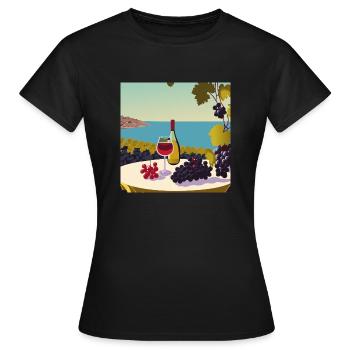 Wein / Rotwein / Weißwein - Frauen T-Shirt - Schwarz - Vorne - AI Model Female 172 dark (172cm)