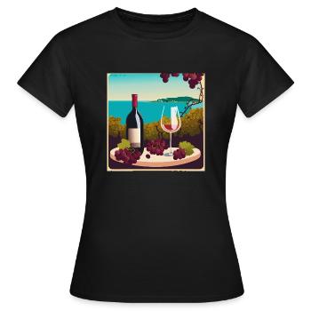 Wein / Rotwein / Weißwein - Frauen T-Shirt - Schwarz - Vorne - AI Model Female 172 dark (172cm)
