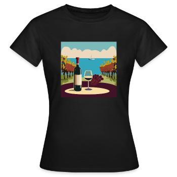 Wein / Rotwein / Weißwein - Frauen T-Shirt - Schwarz - Vorne - AI Model Female 172 dark (172cm)