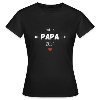 Futur papa 2024 - T-shirt Femme - noir - Devant - AI Model Female 172 dark (172cm)