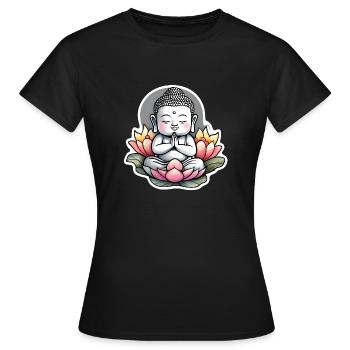 bébé Bouddha - meditation yoga relaxation - T-shirt Femme - noir - Devant - AI Model Female 172 dark (172cm)