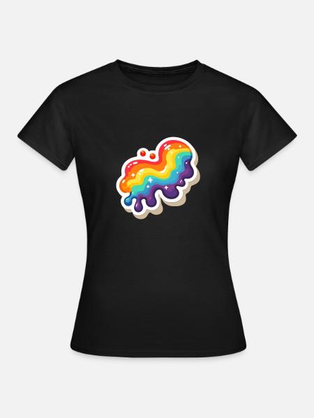 Regenbogen-Pouring-Farbe - Frauen T-Shirt - Schwarz