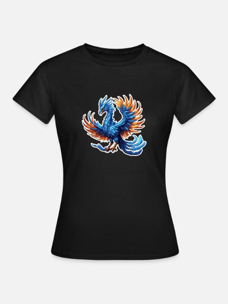 Phoenix / Vogel / Tier / Fabelwesen / Feuer - Dame-T-shirt - sort