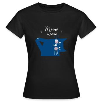 MIAOU, MIAOU. Miaou de chat Miaou ! - T-shirt Femme - noir - Devant - AI Model Female 172 dark (172cm)