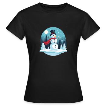 Dessin de Noël bonhomme de neige - T-shirt Femme - noir - Devant - AI Model Female 172 dark (172cm)