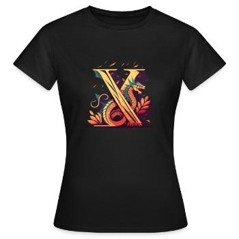 Letter X with dragon - Women's T-Shirt - black - Front - AI Model Female 172 dark (172cm)