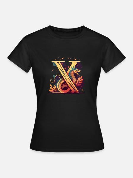 Lettera X con drago - Maglietta da donna - nero
