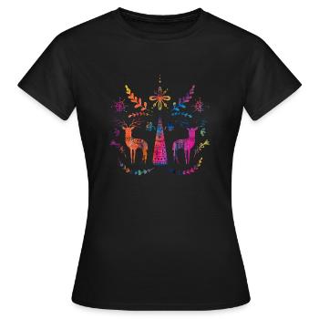 Schweden Schweden dalarna dala Pferd Pferd Frohe Weihnachten Elch - Frauen T-Shirt - Schwarz - Vorne - AI Model Female 172 dark (172cm)