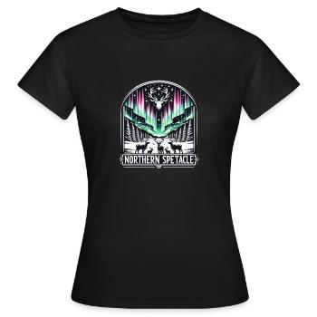 Northern Spectacle – Reindeer Herd - Women's T-Shirt - black - Front - AI Model Female 172 dark (172cm)