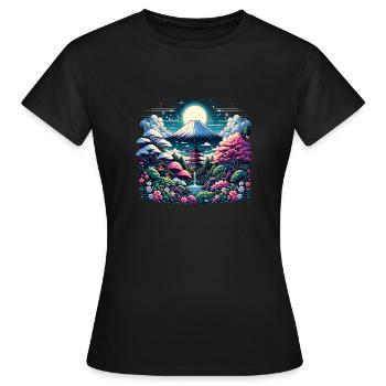 Sanctuaire du Mont Fuji - T-shirt Femme - noir - Devant - AI Model Female 172 dark (172cm)