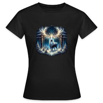 Verzauberte Waldrentiere - Frauen T-Shirt - Schwarz - Vorne - AI Model Female 172 dark (172cm)