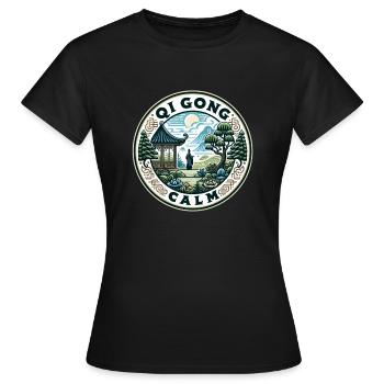 "Ruhiges Qi Gong" - Ruhige Gartengestaltung - Frauen T-Shirt - Schwarz - Vorne - AI Model Female 172 dark (172cm)