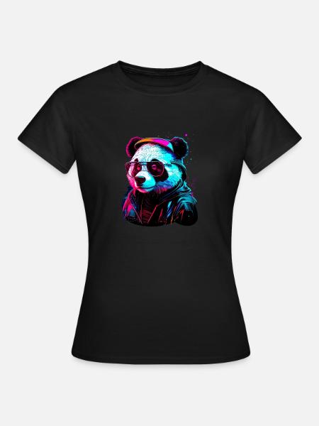 Panda-Hipster - Frauen T-Shirt - Schwarz