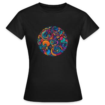 Psychedelischer Wirbel - Frauen T-Shirt - Schwarz - Vorne - AI Model Female 172 dark (172cm)