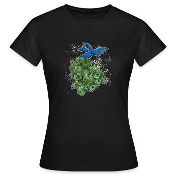 Scan paon Art déco contour coloré - T-shirt Femme - noir - Devant - AI Model Female 172 dark (172cm)