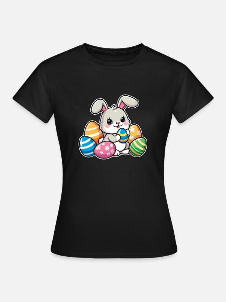 Big Egg Bunny - Frauen T-Shirt - Schwarz