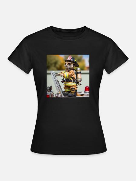 Erdmännchen als Firefighter - Frauen T-Shirt - Schwarz
