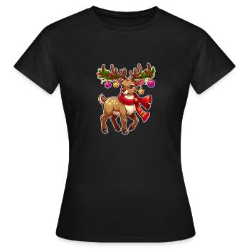 Weihnachtsrentier - Frauen T-Shirt - Schwarz - Vorne - AI Model Female 172 dark (172cm)