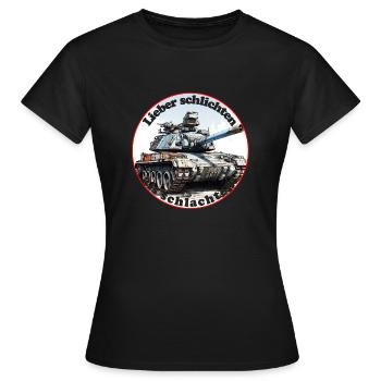 Better to settle than to slaughter - Women's T-Shirt - black - Front - AI Model Female 172 dark (172cm)