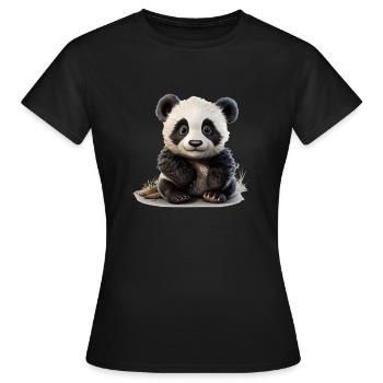 Putziger kleiner Pandabär - Frauen T-Shirt - Schwarz - Vorne - AI Model Female 172 dark (172cm)
