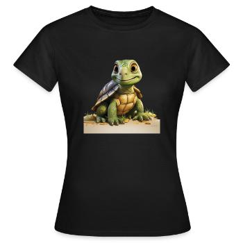 Kleine lustige Schildkröte - Frauen T-Shirt - Schwarz - Vorne - AI Model Female 172 dark (172cm)