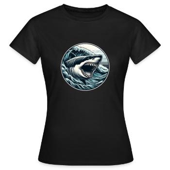 Weißer Hai - Frauen T-Shirt - Schwarz - Vorne - AI Model Female 172 dark (172cm)