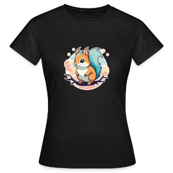 Illustration d’écureuil - T-shirt Femme - noir - Devant - AI Model Female 172 dark (172cm)