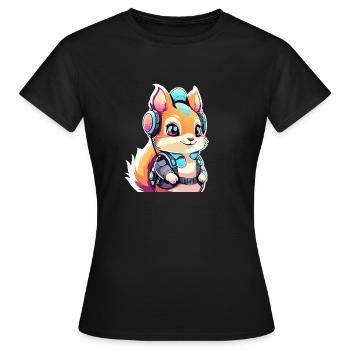 Illustration d’écureuil - T-shirt Femme - noir - Devant - AI Model Female 172 dark (172cm)
