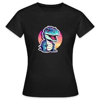 Tyrannosaurus Rex Dinosaure Illustration - T-shirt Femme - noir - Devant - AI Model Female 172 dark (172cm)