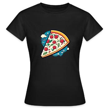 Pizza Slice Zeichnung - Frauen T-Shirt - Schwarz - Vorne - AI Model Female 172 dark (172cm)