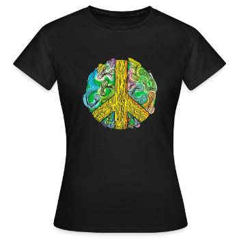 Paix - signe de paix aquarelle abstrait - T-shirt Femme - noir - Devant - AI Model Female 172 dark (172cm)
