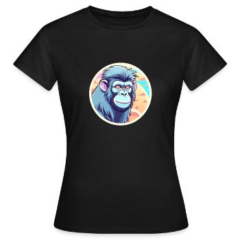 Monkey Illustration - Women's T-Shirt - black - Front - AI Model Female 172 dark (172cm)
