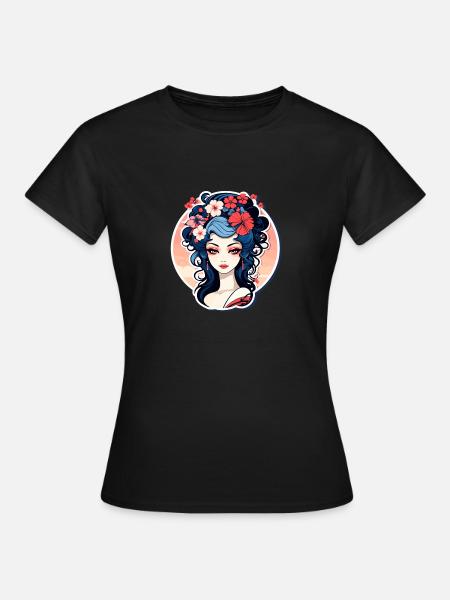 Geisha Illustration - Frauen T-Shirt - Schwarz