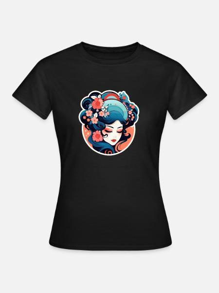 Geisha Illustration - Frauen T-Shirt - Schwarz