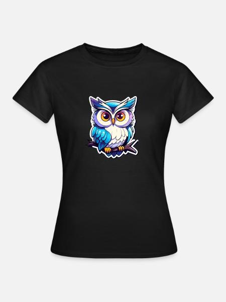 Eule Illustration - Frauen T-Shirt - Schwarz