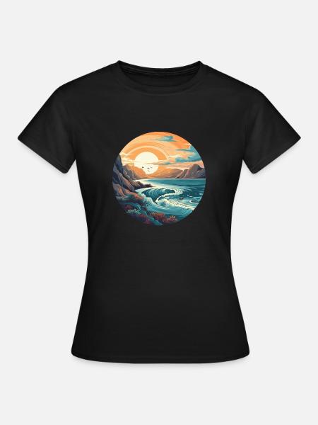 Felsstrand - Frauen T-Shirt - Schwarz