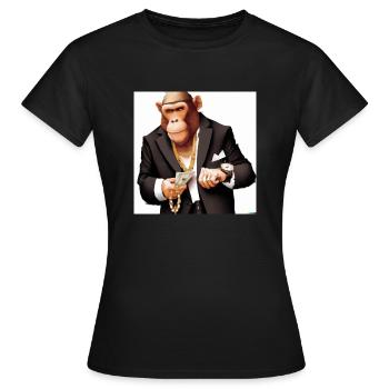 Singe avec de l’argent - T-shirt Femme - noir - Devant - AI Model Female 172 dark (172cm)