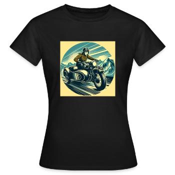 Die Gespannfahrerin: Auf dem Weg zu neuem Horizont - Frauen T-Shirt - Schwarz - Vorne - AI Model Female 172 dark (172cm)