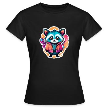 Illustration de raton laveur - T-shirt Femme - noir - Devant - AI Model Female 172 dark (172cm)
