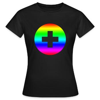 Round rainbow plus cross - Women's T-Shirt - black - Front - AI Model Female 172 dark (172cm)