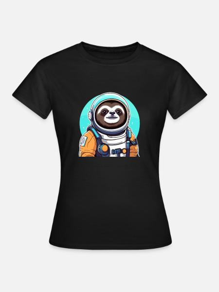 Faultier Astronaut Illustration - Frauen T-Shirt - Schwarz