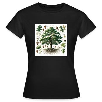 Botanik Eiche - Frauen T-Shirt - Schwarz - Vorne - AI Model Female 172 dark (172cm)