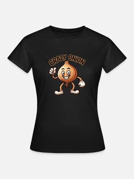 Crazy Veggies: Onion With Goatee and Thumbs Up - Dame-T-shirt - sort