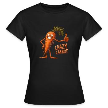 Crazy Veggies: Carrot Thumbs Up - Frauen T-Shirt - Schwarz - Vorne - AI Model Female 172 dark (172cm)