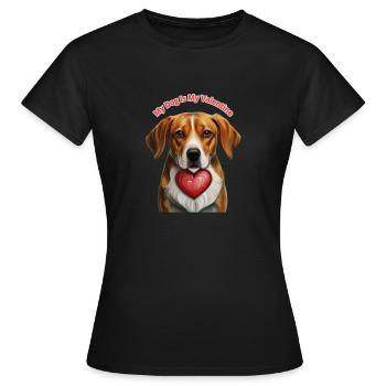 My dog is my valentine - Women's T-Shirt - black - Front - AI Model Female 172 dark (172cm)