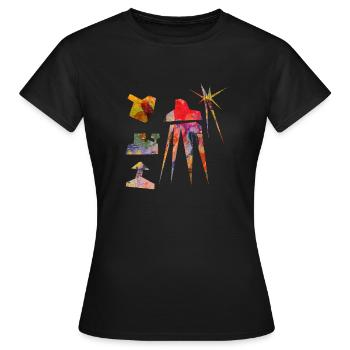 Véhicules spatiaux abstraits - T-shirt Femme - noir - Devant - AI Model Female 172 dark (172cm)