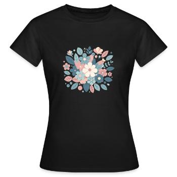 Composition floral couleur pastel - T-shirt Femme - noir - Devant - AI Model Female 172 dark (172cm)