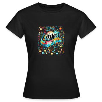 Musical Celebration: Vibrant Party Illustration - Frauen T-Shirt - Schwarz - Vorne - AI Model Female 172 dark (172cm)