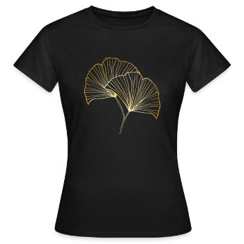 Golden Blossoms - Frauen T-Shirt - Schwarz - Vorne - AI Model Female 172 dark (172cm)